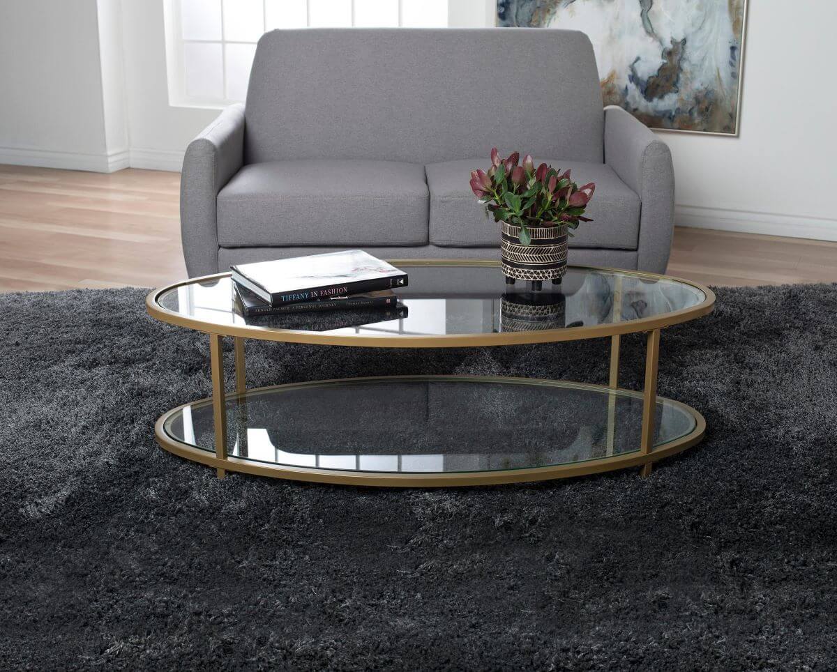 Studio designs 2-tier oval coffee table