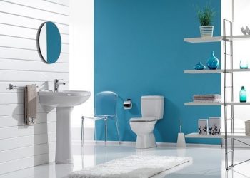 accent wall in small bathroom