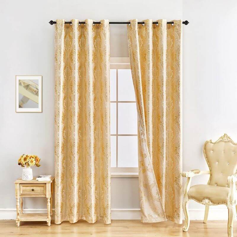 golden bedroom curtain