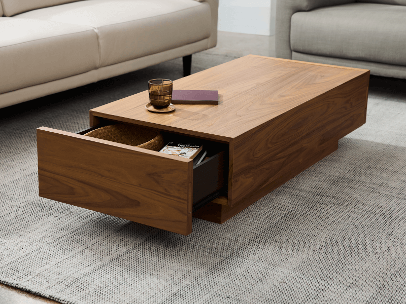 long coffee table with drawers