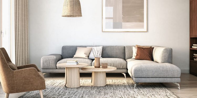 how to arrange a rug with sectional