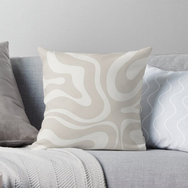 Soft Beige Patterned Throw Pillow for Blue Couch